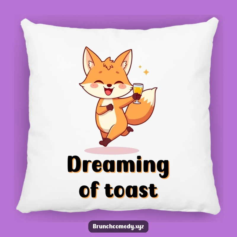 Funny Fox Toast Throw Pillow - Playful Character Comfort Gift