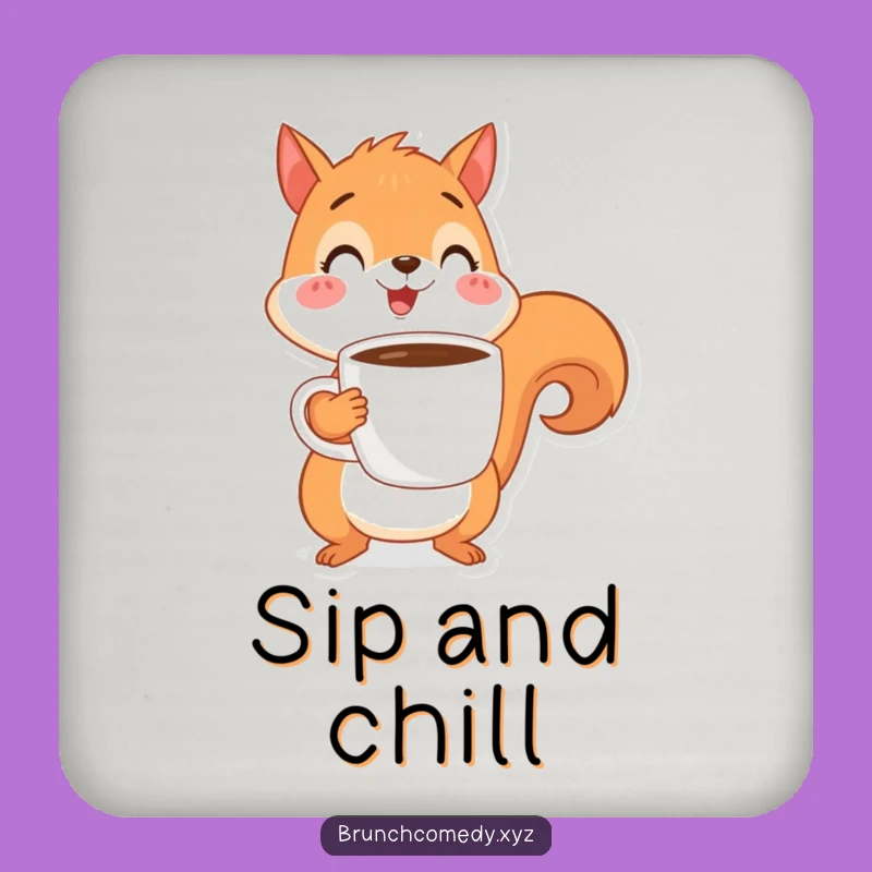 Funny Squirrel Coffee Coaster - Cheerful Character Drink Guard Gift