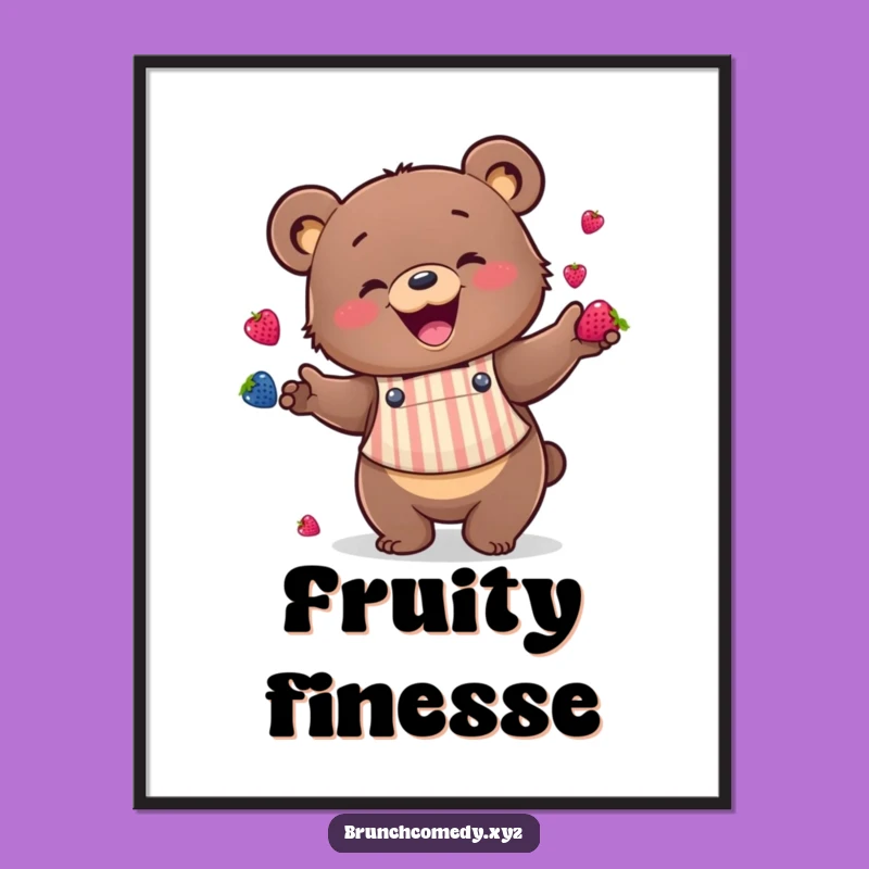 Funny Bear Juggling Poster - Cheerful Berry Art Print
