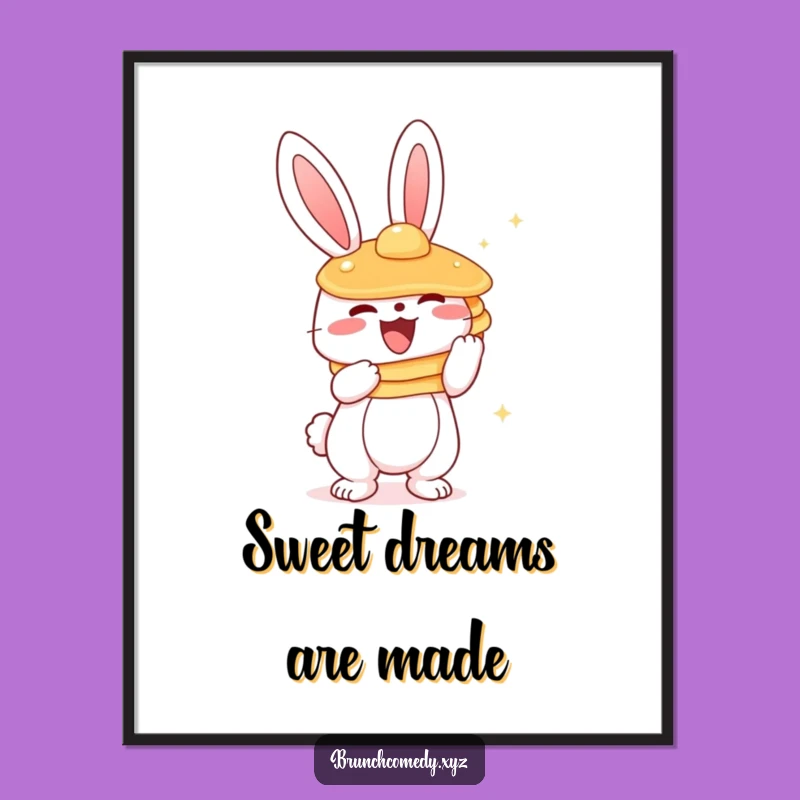 Funny Bunny Pancake Art Print - Cute Character Breakfast Decor Gift