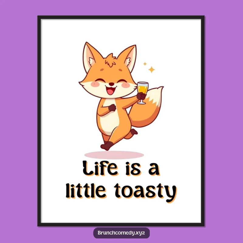 Free Printable Fox Toast Wall Art: Playful Skip Downloadable Art Gift