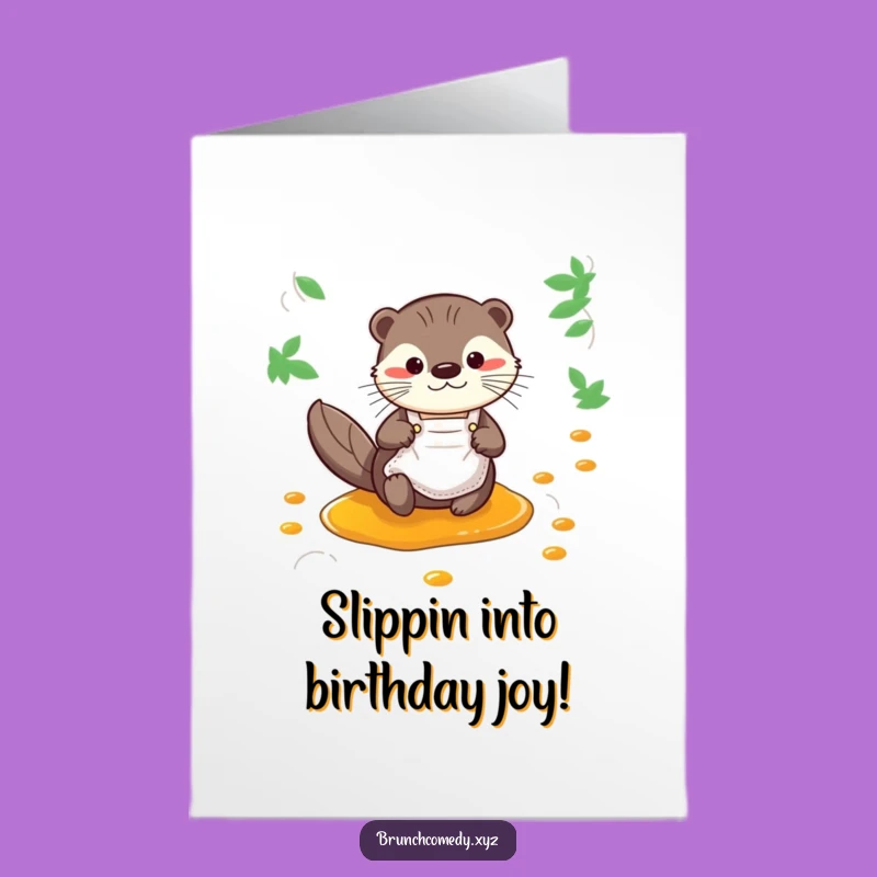 Free Printable Birthday Card: Otter Slides Syrup Stream Fun