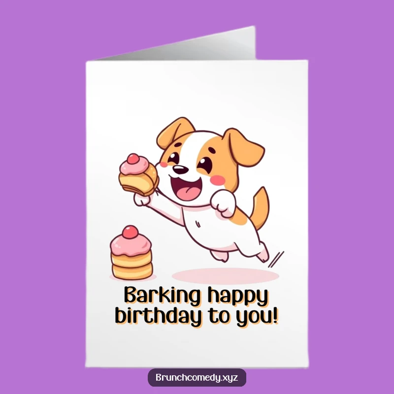 Free Printable Dog Pastry Birthday Card: Determined Leap Downloadable Gift