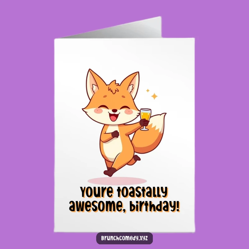 Free Printable Fox Birthday Card: Joyful Toast Skips Downloadable Gift