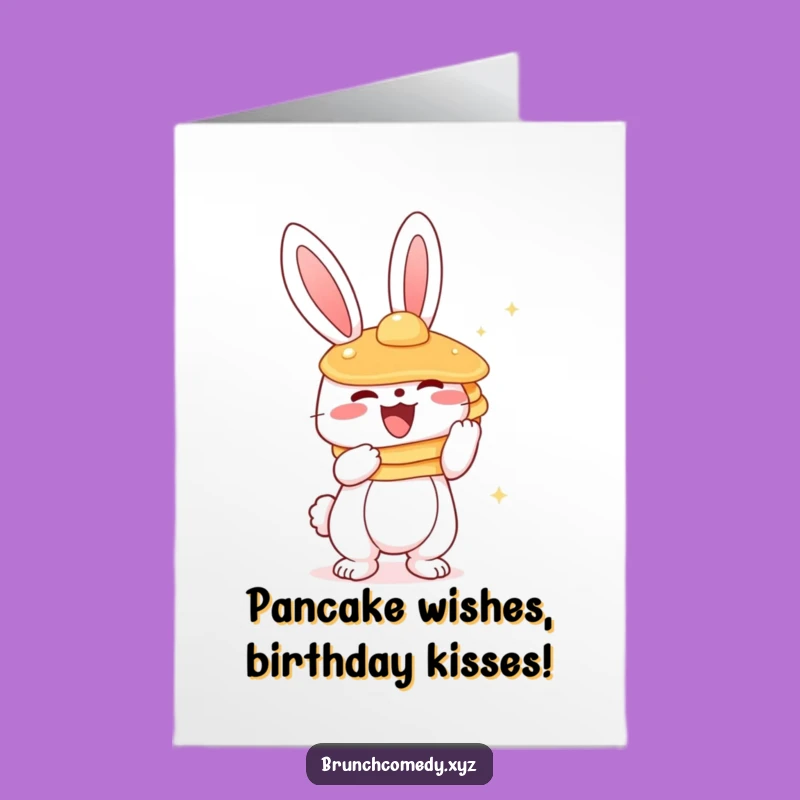 Free Printable Funny Bunny Birthday Card: Cute Pancake Lover Downloadable Gift